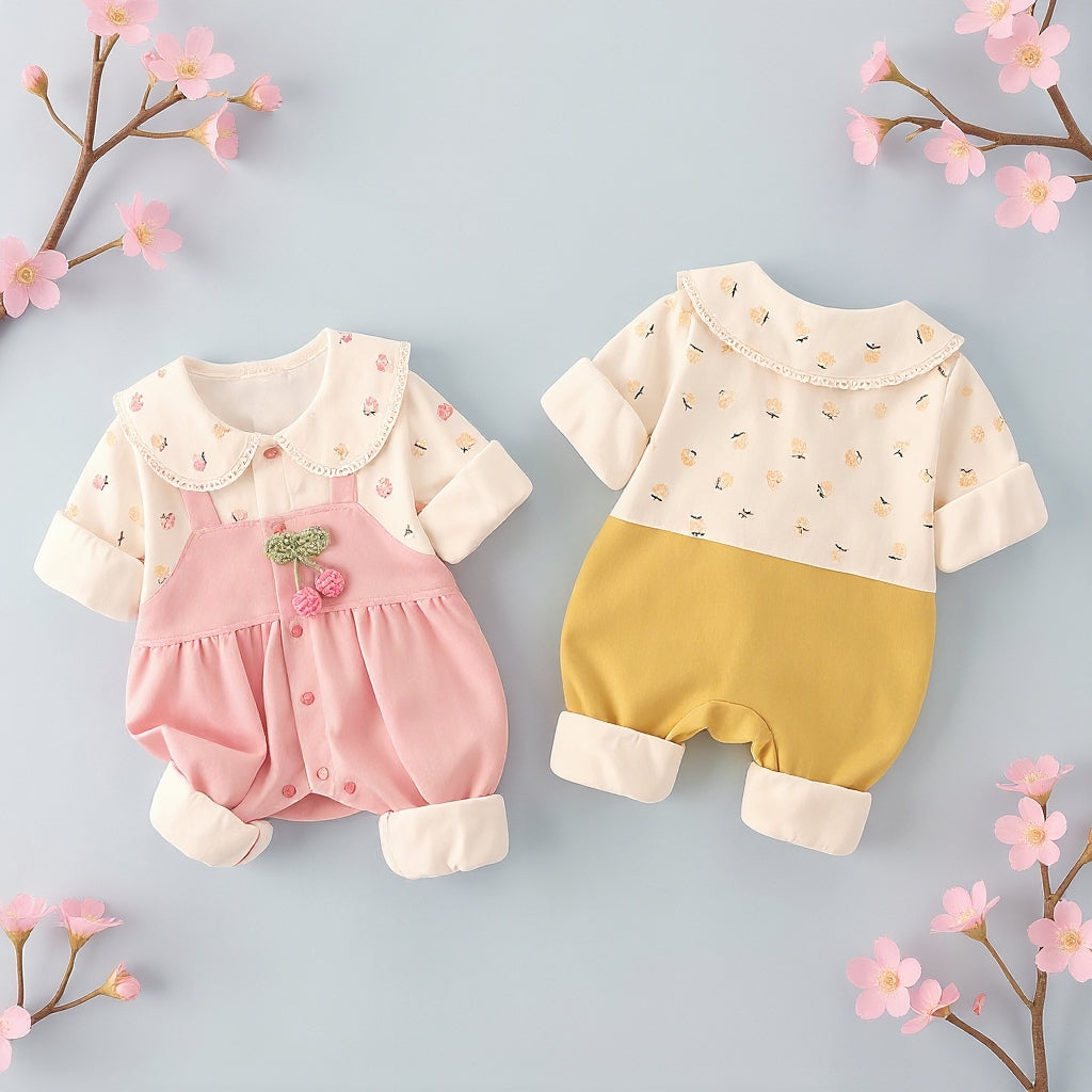 Cute Summer Baby Romper Set – Soft Cotton Floral & Pink Outfit 🌼