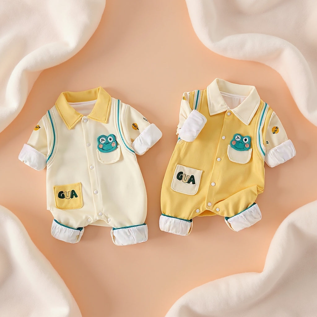 🐸 Cute Frog Baby Romper – Soft Cotton Jumpsuit 👶✨