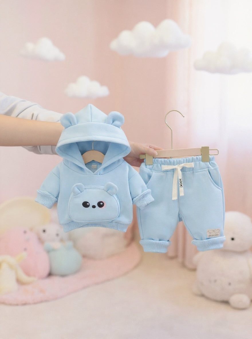 Little Cub Comfort: Premium Bear Hoodie & Jogger Set