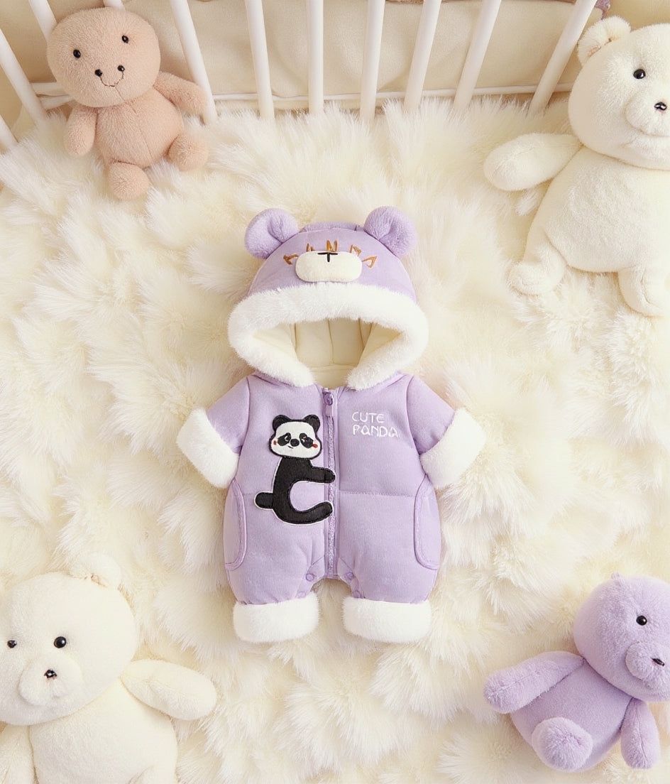 Premium 1-Piece "Cute Panda" Hooded Romper – Ultra-Soft All-Season Jumpsuit for Babies!