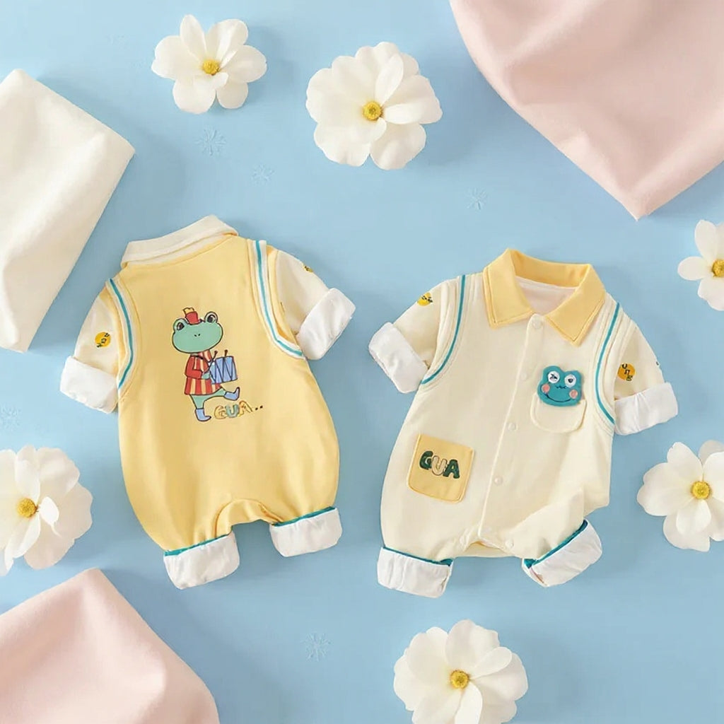 🐸 Cute Frog Baby Romper – Soft Cotton Jumpsuit 👶✨