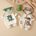 Baby Dino Crocodile Print Hooded Romper – Lightweight Summer Cotton Jumpsuit for Boys & Girls | Available in Green & Grey