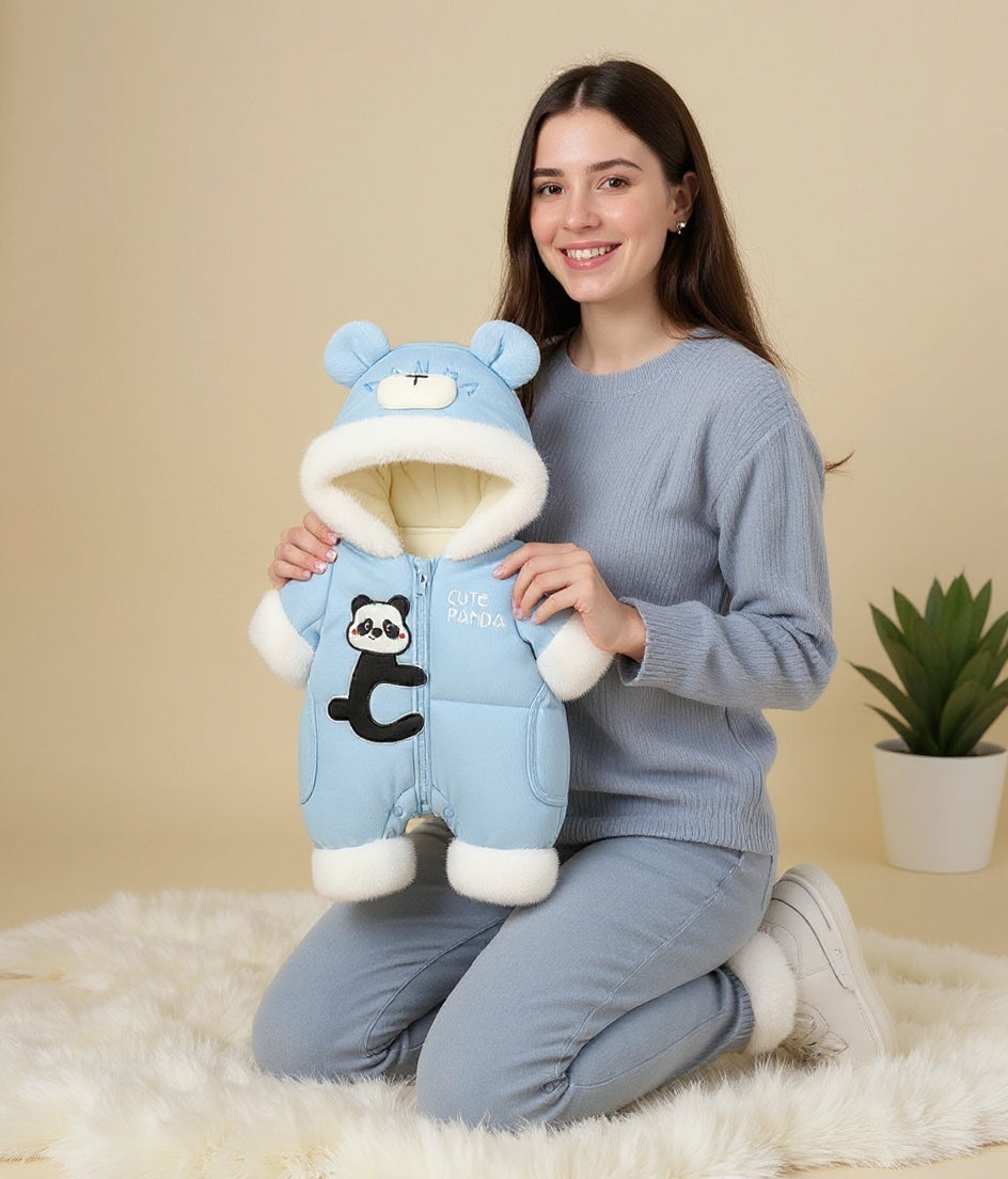 Premium 1-Piece "Cute Panda" Hooded Romper – Ultra-Soft All-Season Jumpsuit for Babies!
