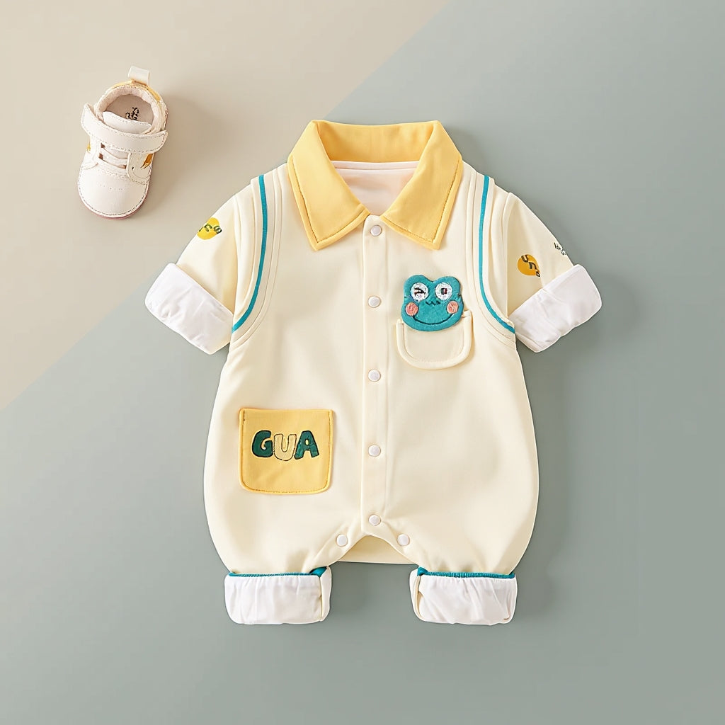 🐸 Cute Frog Baby Romper – Soft Cotton Jumpsuit 👶✨