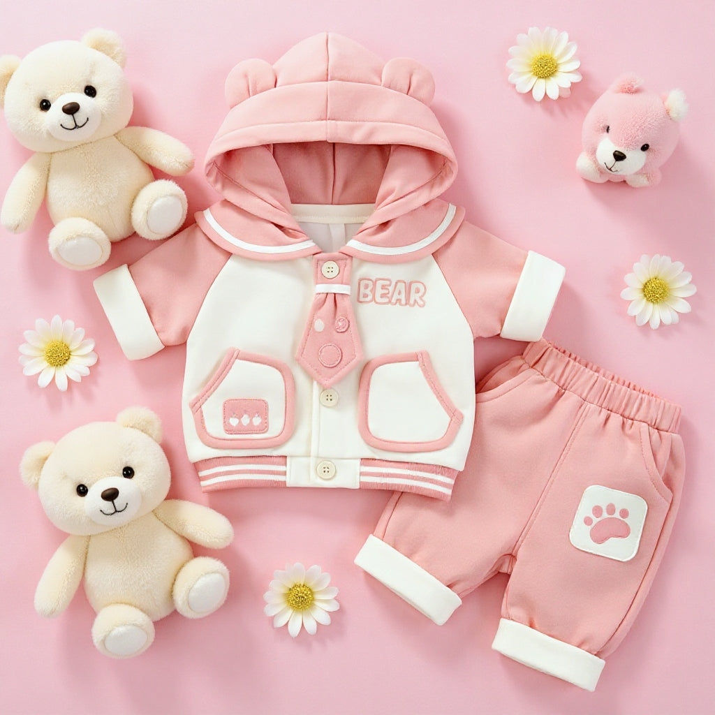 Cute Bear Hoodie Baby Clothing Set – Soft Premium Kids Outfit