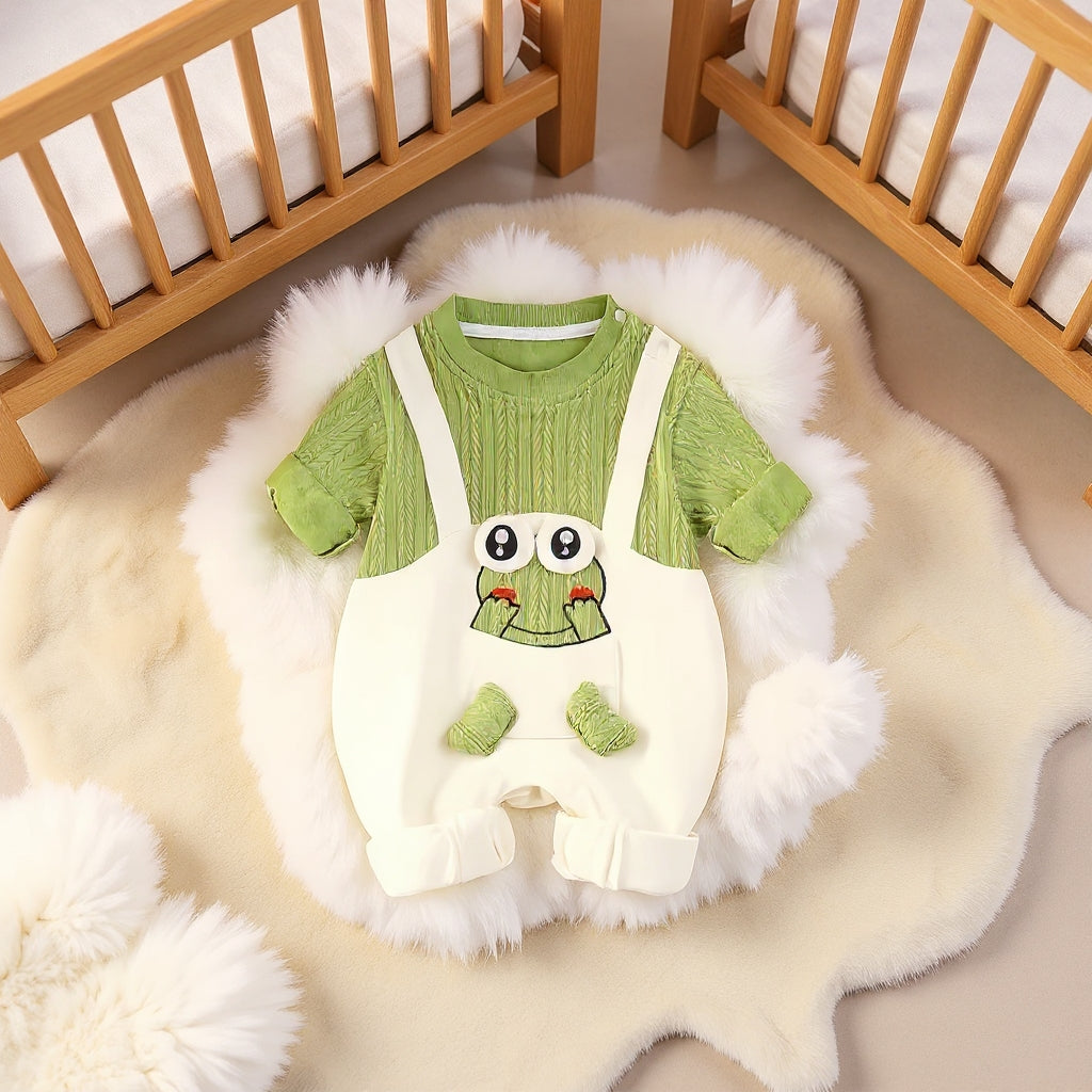 Little Frog Summer Baby Romper – Cute Green Cotton Outfit for Babies 🐸☀️