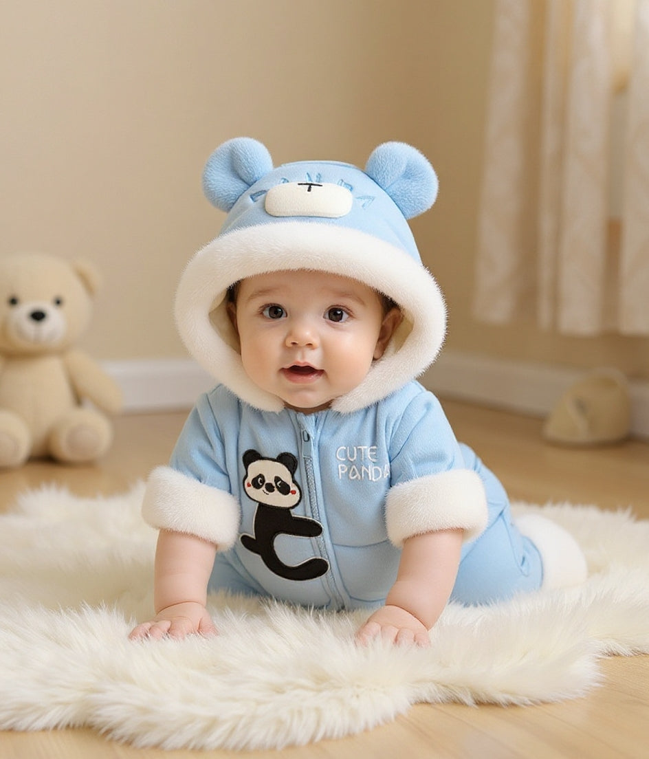 Premium 1-Piece "Cute Panda" Hooded Romper – Ultra-Soft All-Season Jumpsuit for Babies!