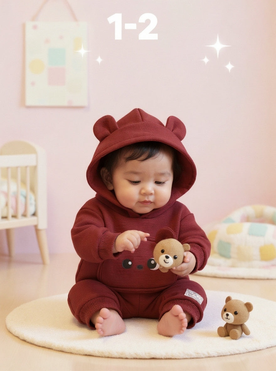 Little Cub Comfort: Premium Bear Hoodie & Jogger Set