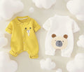 Cute Baby Romper Jumpsuit Set for Boys & Girls | Soft Cotton Half Sleeve Newborn Dress with Bear Design | Comfortable Summer Wear for 0-12 Months Babies