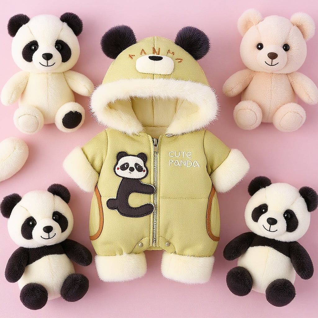 Premium 1-Piece "Cute Panda" Hooded Romper – Ultra-Soft All-Season Jumpsuit for Babies!