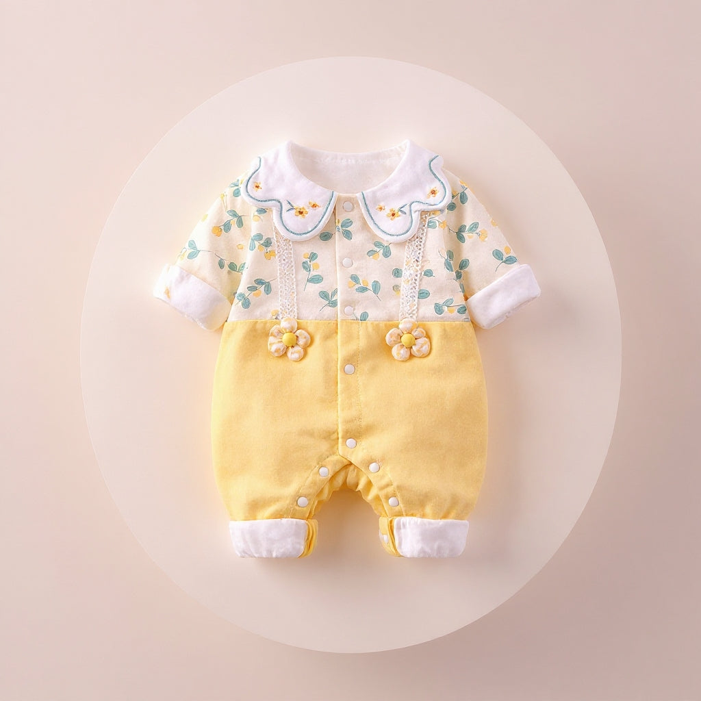 Sunshine Blossom Baby Romper – Soft Summer Floral Cotton Outfit for Girls 🌼👶