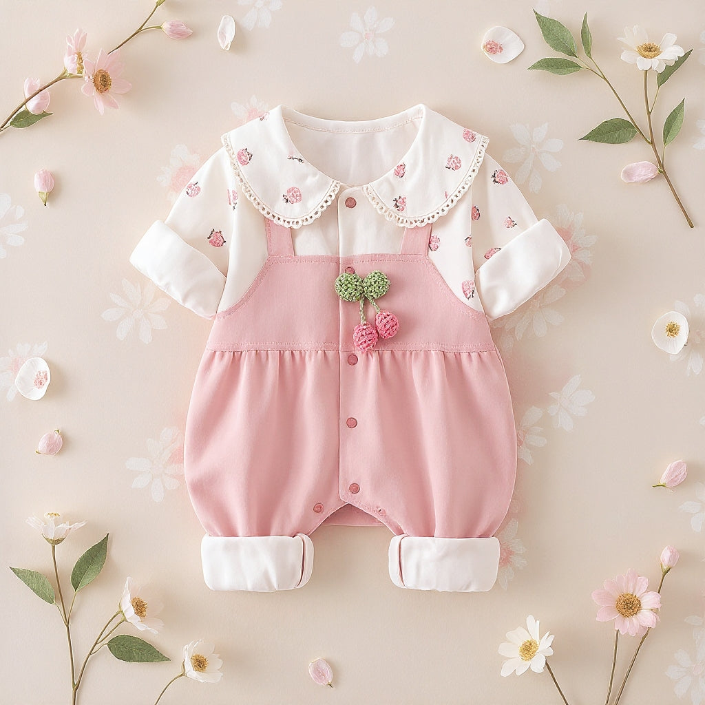 Cute Summer Baby Romper Set – Soft Cotton Floral & Pink Outfit 🌼