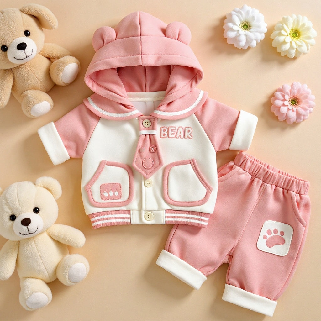 Cute Bear Hoodie Baby Clothing Set – Soft Premium Kids Outfit