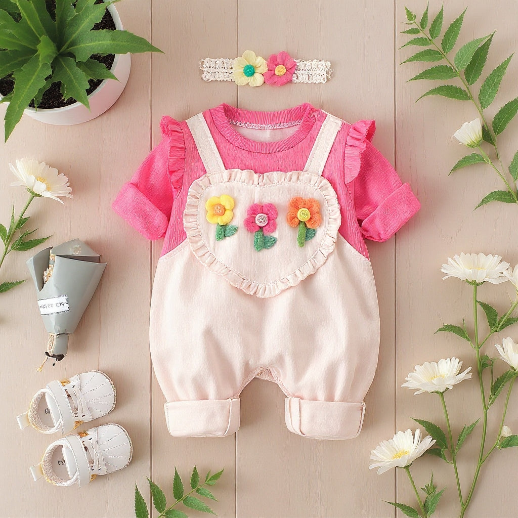 Rani Pink Baby Romper Set – Cute Floral Summer Outfit 👶🌺