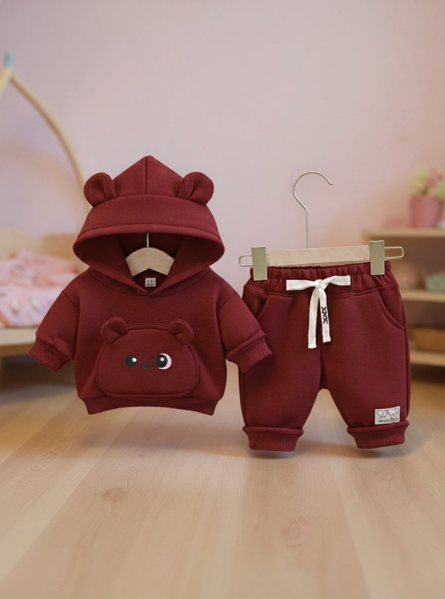 Little Cub Comfort: Premium Bear Hoodie & Jogger Set