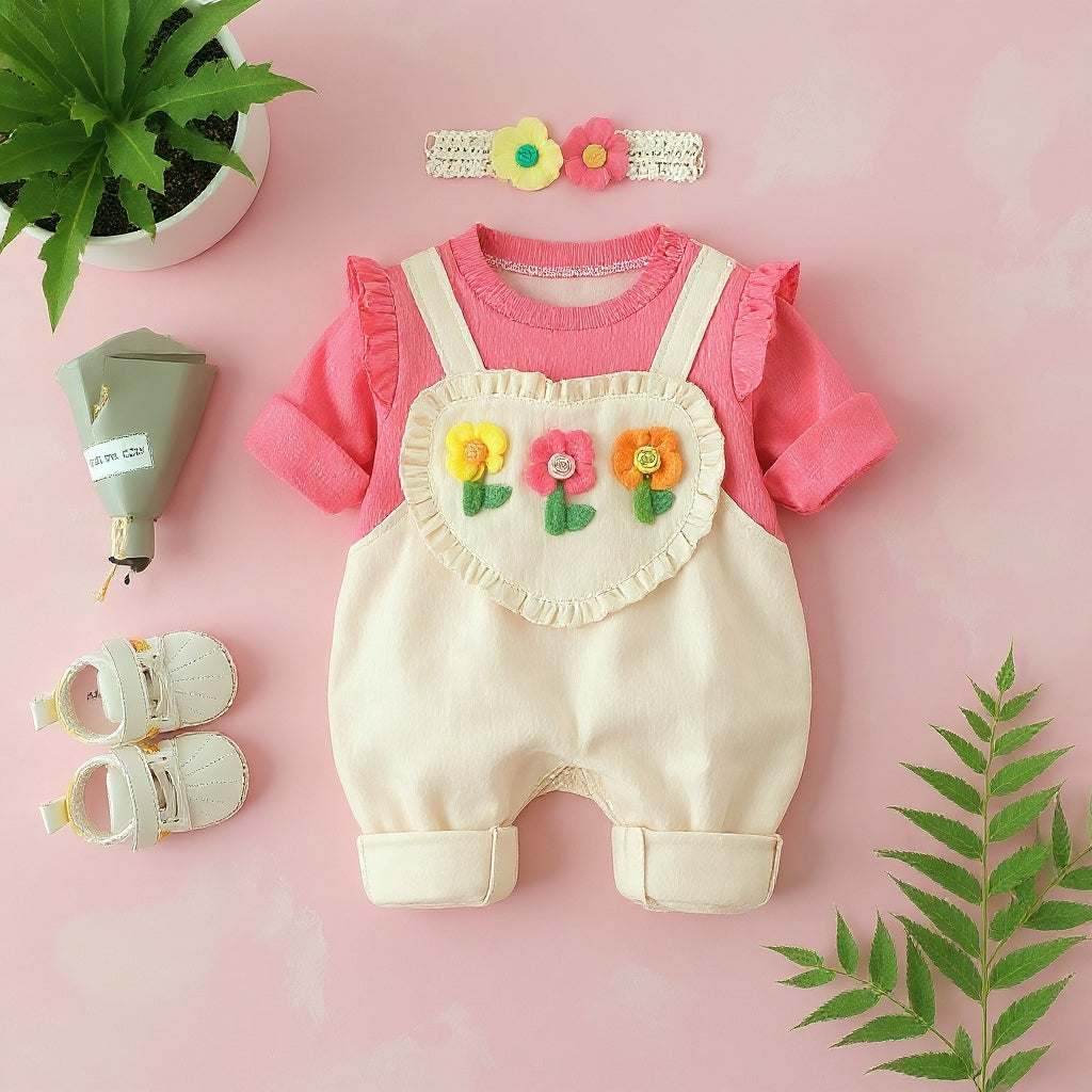 Rani Pink Baby Romper Set – Cute Floral Summer Outfit 👶🌺