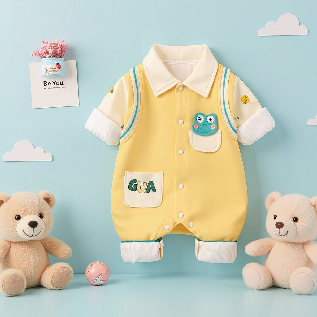 🐸 Cute Frog Baby Romper – Soft Cotton Jumpsuit 👶✨