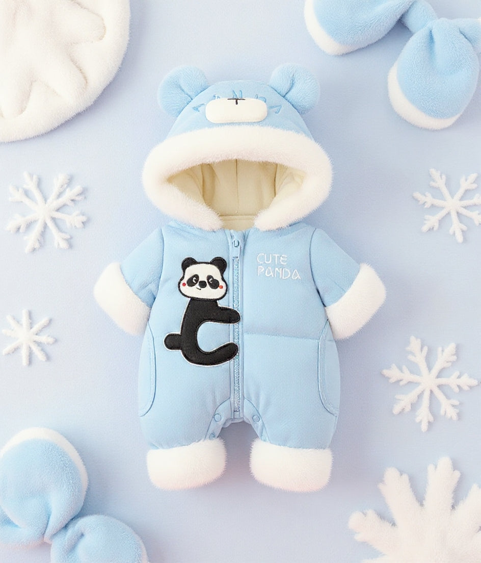 Premium 1-Piece "Cute Panda" Hooded Romper – Ultra-Soft All-Season Jumpsuit for Babies!