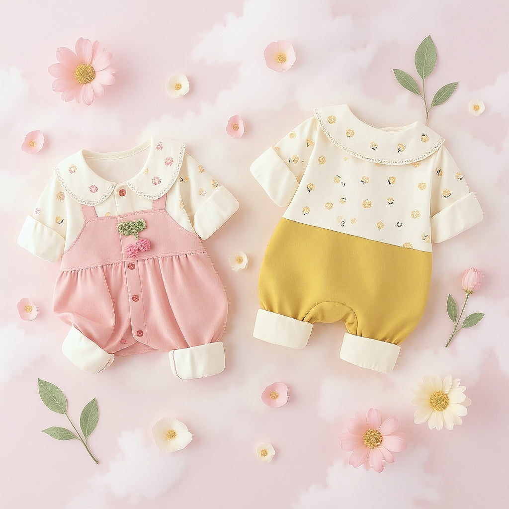 Cute Summer Baby Romper Set – Soft Cotton Floral & Pink Outfit 🌼