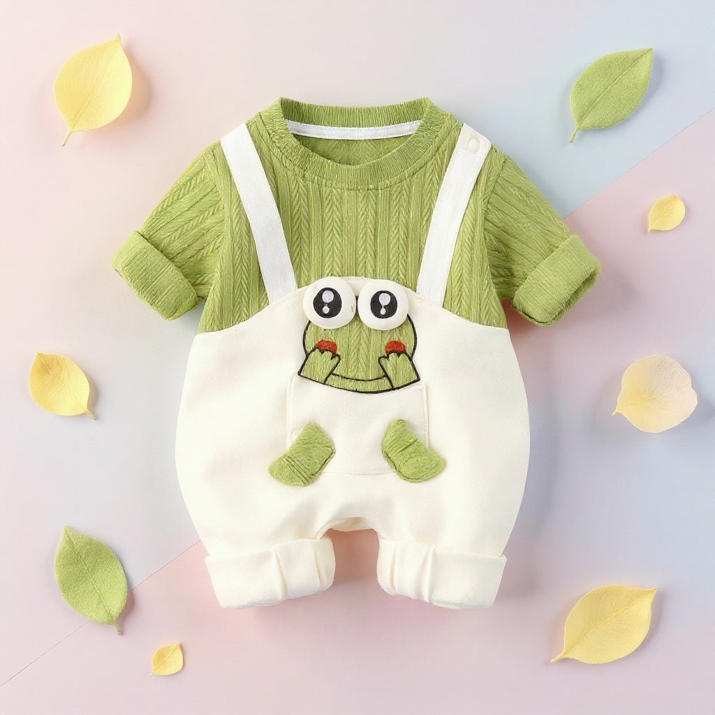 Little Frog Summer Baby Romper – Cute Green Cotton Outfit for Babies 🐸☀️