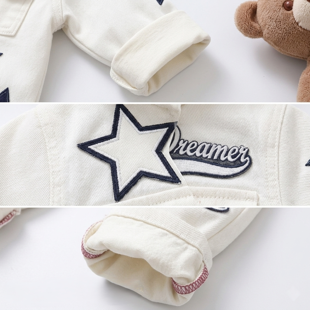 Dreamer Star Denim Jacket & Pants Set for Baby Boys 🌟 Premium 3-Piece Co-ord Set | 4 Colors Available