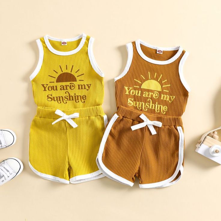 ✨ Sunshine Ribbed Kids Summer Co-Ord Set ☀️ | Soft Cotton Sleeveless Top & Shorts for Baby Boys & Girls (0-5 Years)