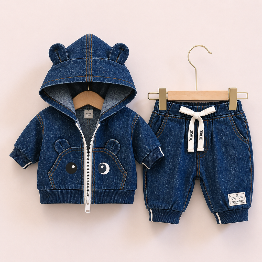 Little Cub Comfort: Premium Bear Hoodie & Jogger Set