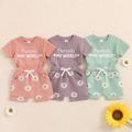 🌸 Parents My World Kids Summer Co-Ord Set 💖 | Soft Cotton T-Shirt & Daisy Shorts Combo (3 Colors, 0–5 Years)