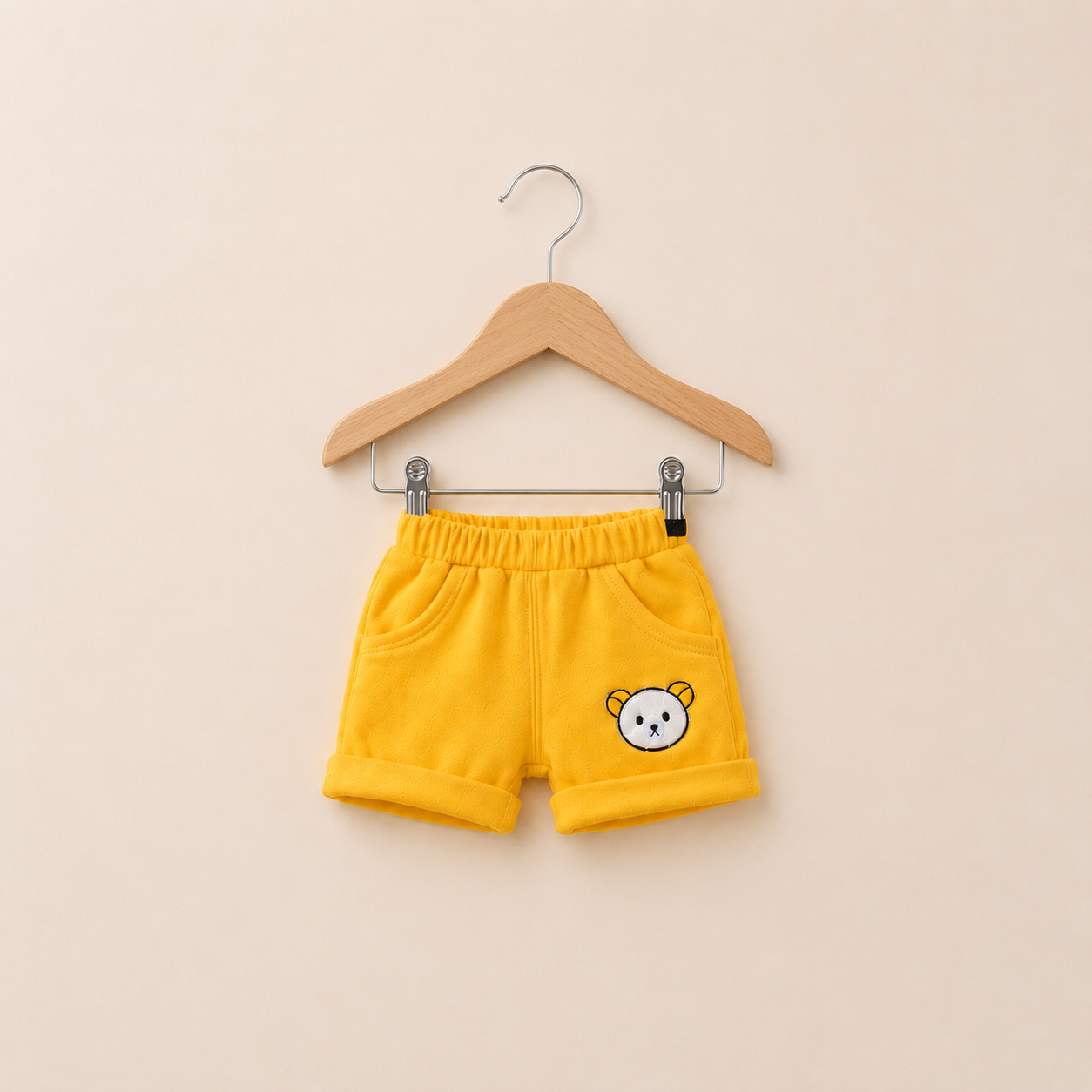 🐻 3PCS Baby Clothing Set – Bunny Ear Hoodie Vest, Cute Bear T-Shirt & Soft Shorts Set for Baby Boys & Girls 💛