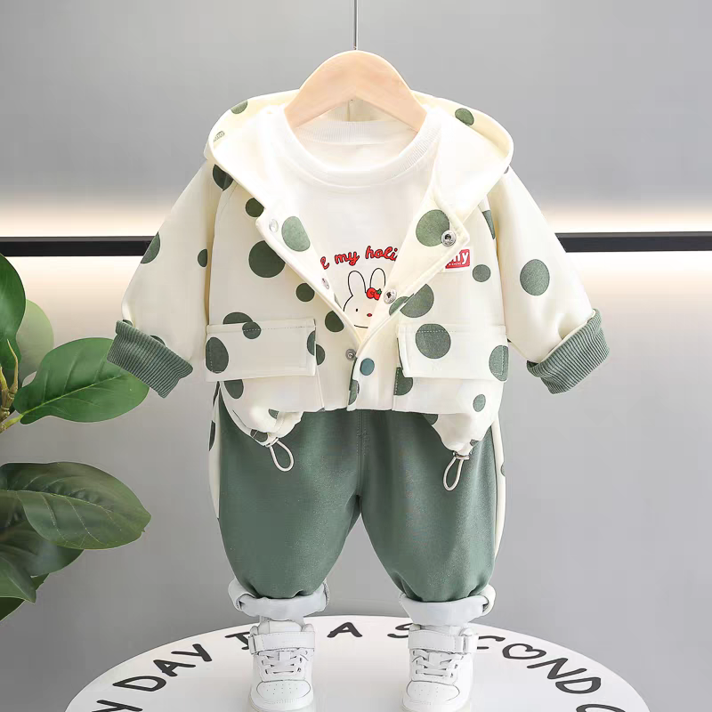 🧸 Kids' 3-Piece Teddy Bear Outfit Set - Cute & Cozy Style!