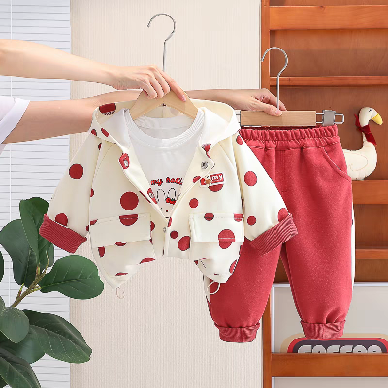 🧸 Kids' 3-Piece Teddy Bear Outfit Set - Cute & Cozy Style!