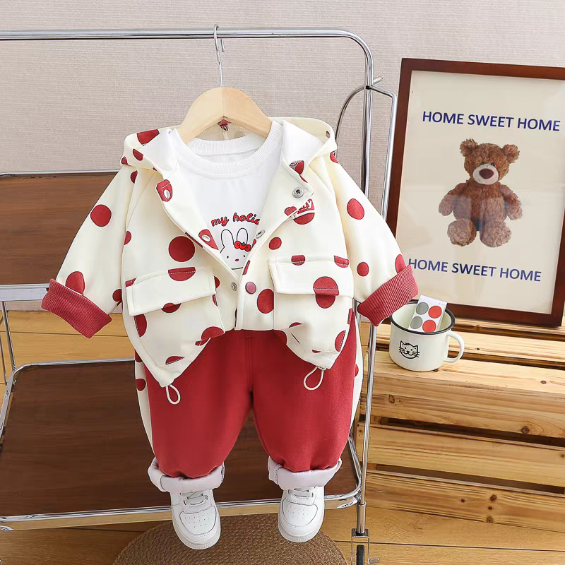 🧸 Kids' 3-Piece Teddy Bear Outfit Set - Cute & Cozy Style!