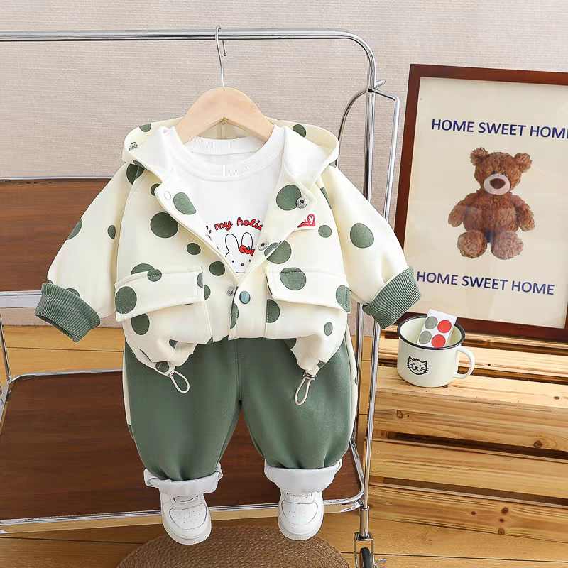 🧸 Kids' 3-Piece Teddy Bear Outfit Set - Cute & Cozy Style!
