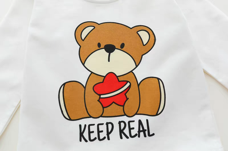 🧸 Cute Bear Print 3-Piece Kids Outfit Set – Hoodie, T-Shirt & Jeans Combo