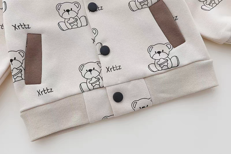 🧸 Cute Bear Print 3-Piece Kids Outfit Set – Hoodie, T-Shirt & Jeans Combo