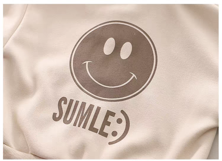 SUMLE” Smiley Face Kids Co-ord Set – Hoodie, T-Shirt & Jogger Pants Combo