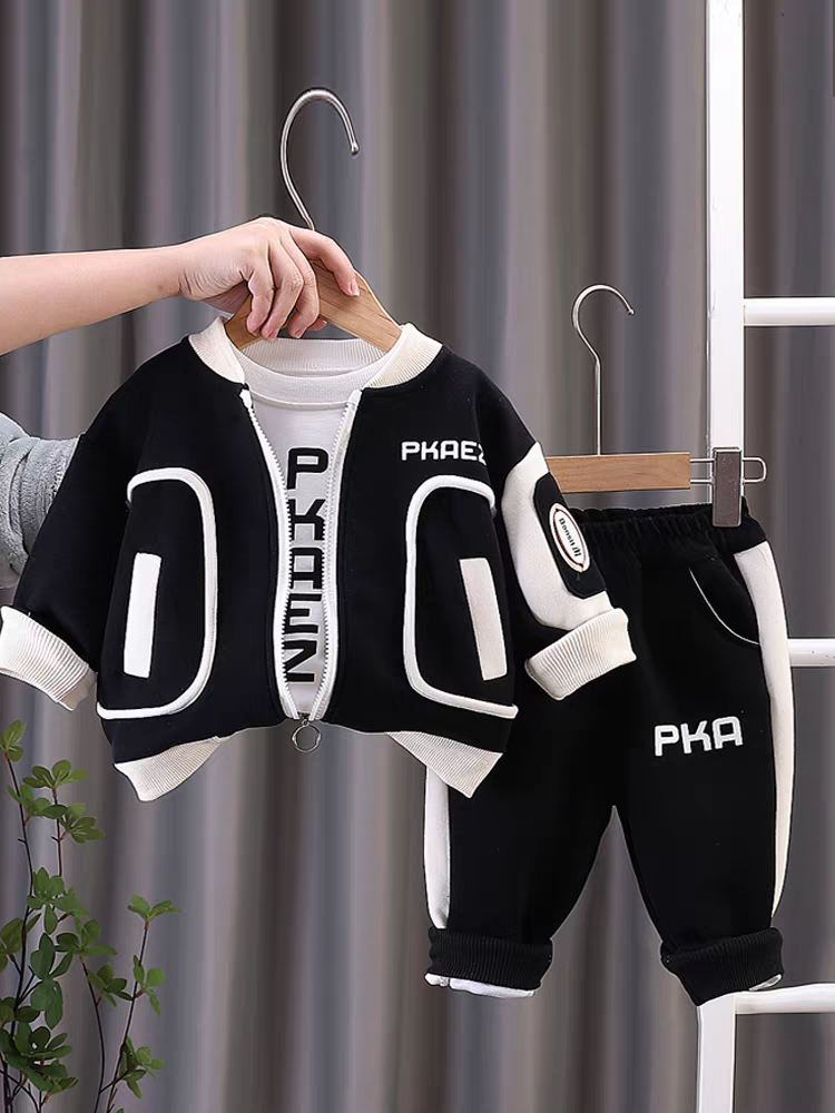 : Kids' Modern Sporty Tracksuit Set | Stylish Black & White Ensemble