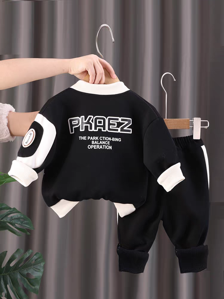 : Kids' Modern Sporty Tracksuit Set | Stylish Black & White Ensemble