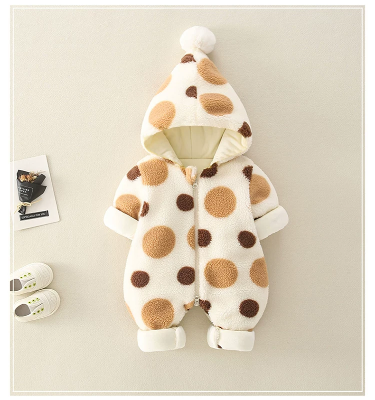 Cozy Polka Dot Baby Winter Jumpsuit ❄️ | Soft, Warm & Adorable | Price Drops to ₹299 — Soon ₹499!