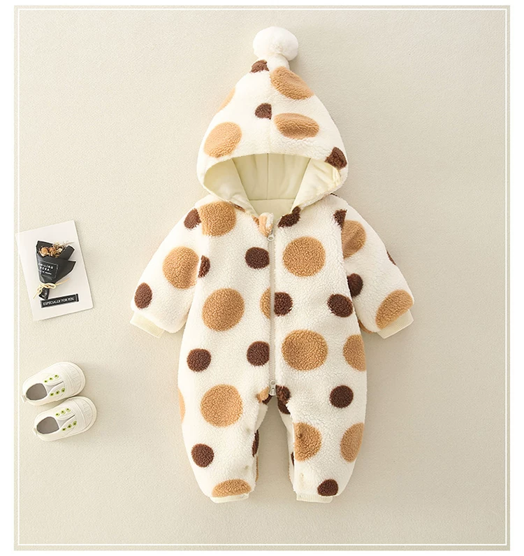 Cozy Polka Dot Baby Winter Jumpsuit ❄️ | Soft, Warm & Adorable | Price Drops to ₹299 — Soon ₹499!