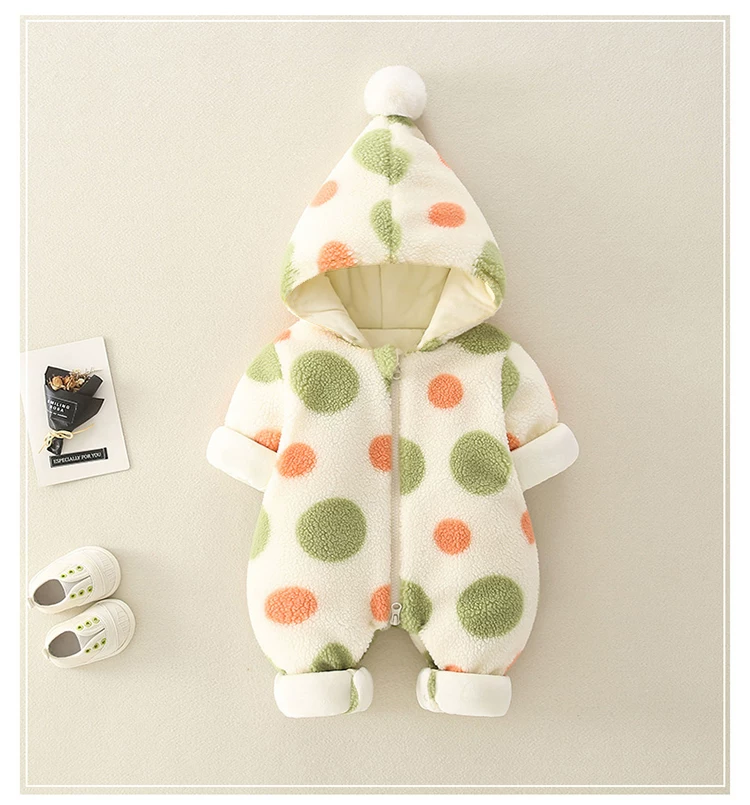 Cozy Polka Dot Baby Winter Jumpsuit ❄️ | Soft, Warm & Adorable | Price Drops to ₹299 — Soon ₹499!