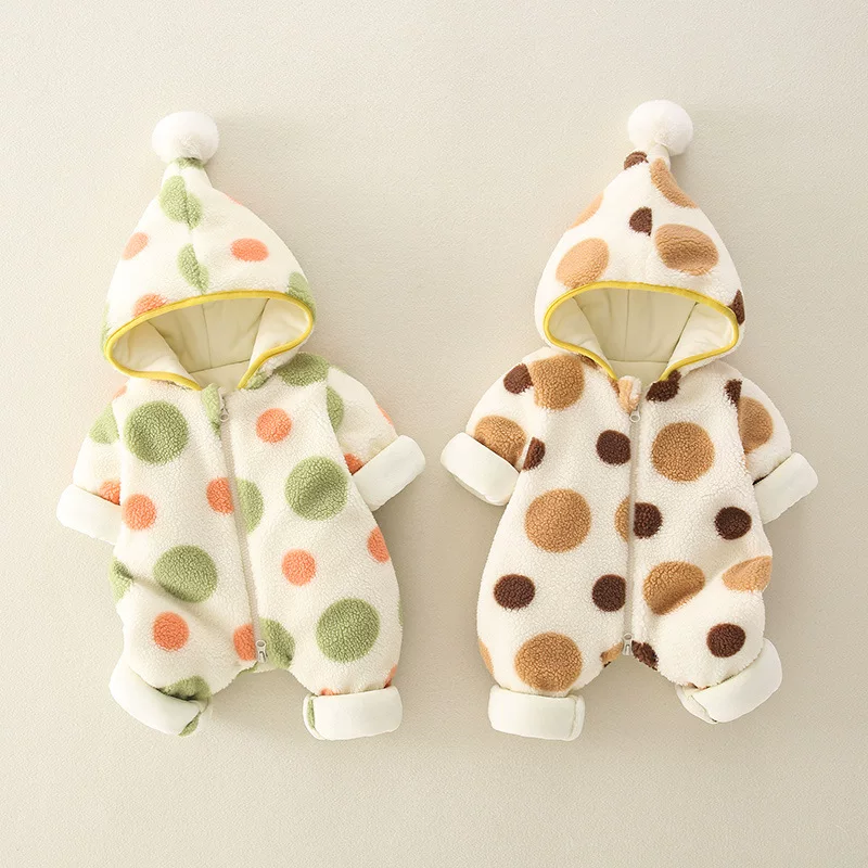 Cozy Polka Dot Baby Winter Jumpsuit ❄️ | Soft, Warm & Adorable | Price Drops to ₹299 — Soon ₹499!
