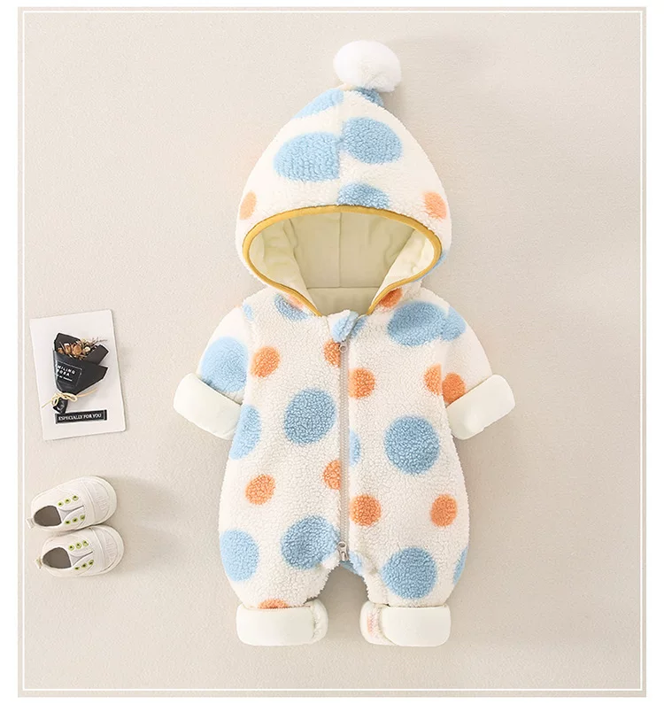Cozy Polka Dot Baby Winter Jumpsuit ❄️ | Soft, Warm & Adorable | Price Drops to ₹299 — Soon ₹499!