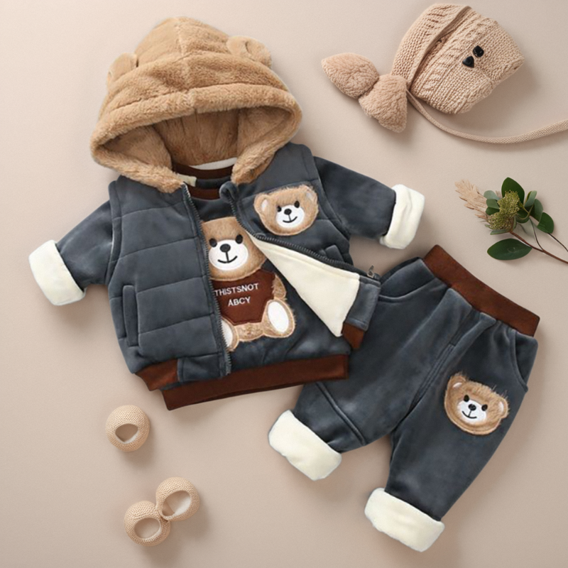 .Baby Boys and girls Teddy Bear Ear 3-Piece Warm Set