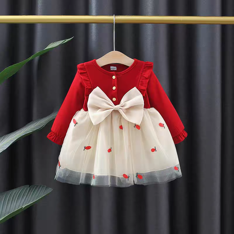 🍓 Cute Bunny Strawberry Baby Girl Party Dress 🎀