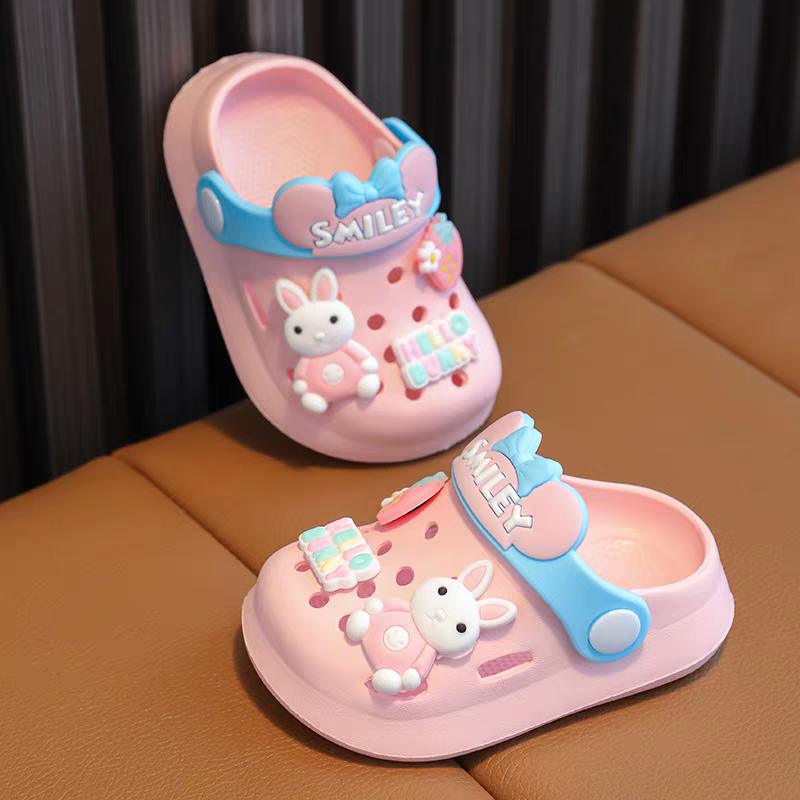 Trendy Unisex Kids Clogs – Lightweight Anti-Slip Cartoon Sandals for Boys & Girls (Pink, Yellow, White)