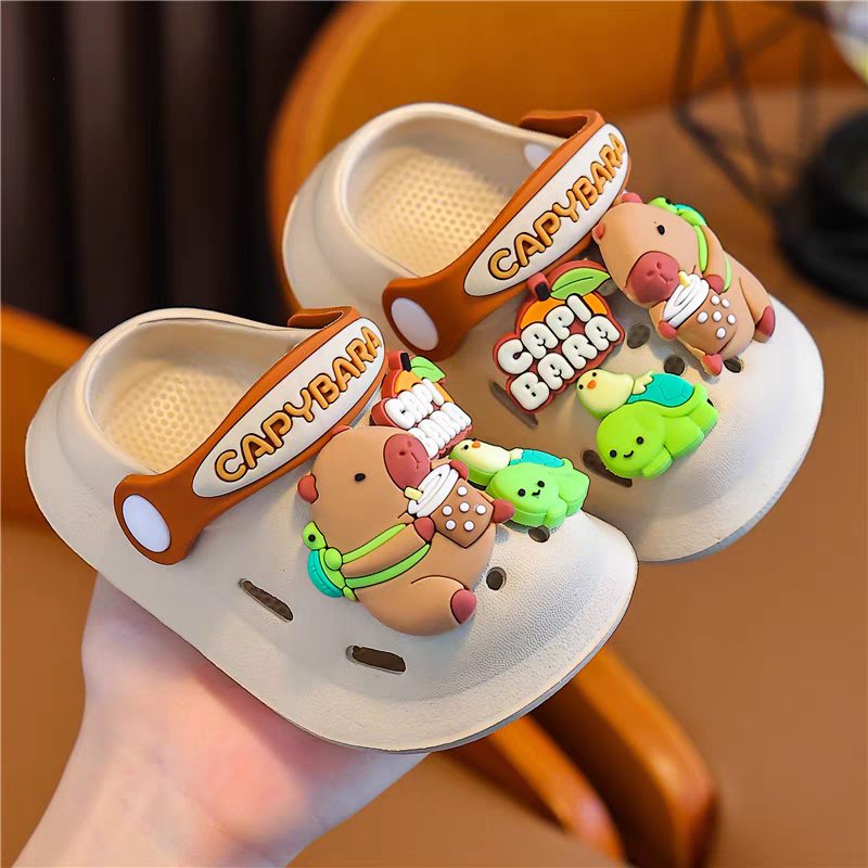 Trendy Unisex Kids Clogs – Lightweight Anti-Slip Cartoon Sandals for Boys & Girls (Pink, Yellow, White