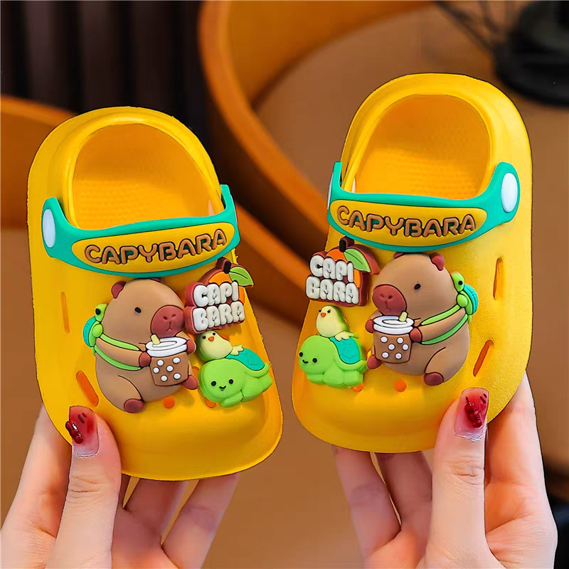 Trendy Unisex Kids Clogs – Lightweight Anti-Slip Cartoon Sandals for Boys & Girls (Pink, Yellow, White