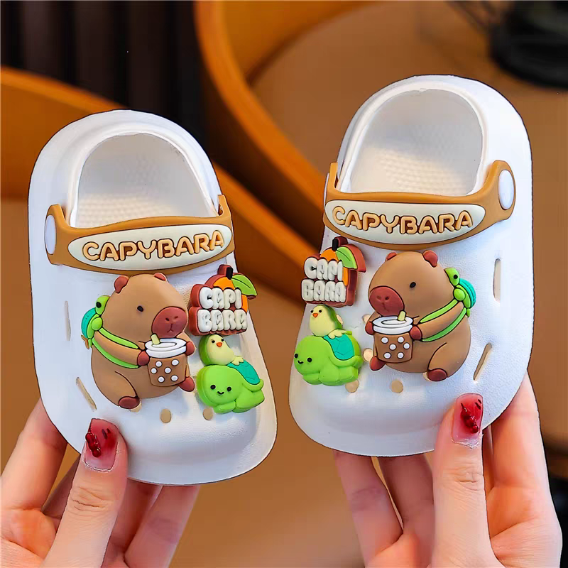 Trendy Unisex Kids Clogs – Lightweight Anti-Slip Cartoon Sandals for Boys & Girls (Pink, Yellow, White