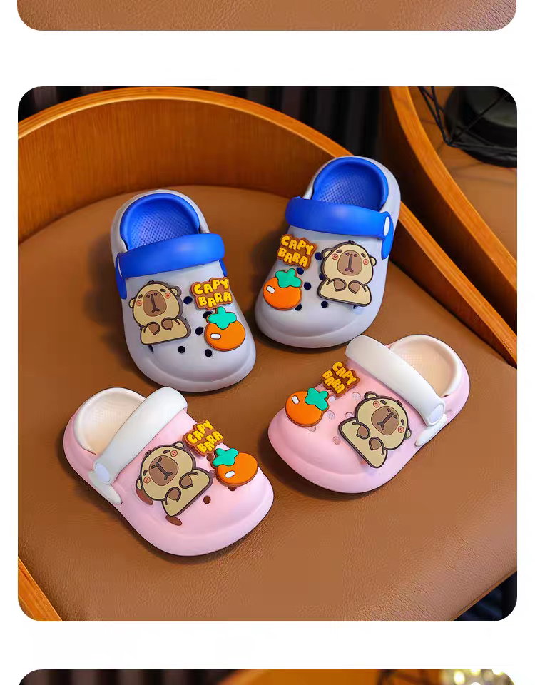 Cute Capybara Kids Clogs 🐻🧡 | Ultra Soft Cartoon Comfort Sandals | Lightweight Anti-Slip Baby Shoes (Multi-Color Collection)